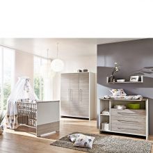 Kinderzimmer Eco Silber 15-tlg. mit 3-türigem Schrank inkl. Textilkollektion Waldtiere