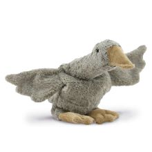 Cuddly toy with heat pad goose small 47 cm - made of organic cotton GOTS with grape seed filling - gray