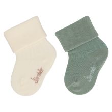 2er Pack Socken Rippenoptik - Offwhite Grün