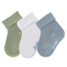3er Pack Socken mit Umschlag - Grün Weiß Blau