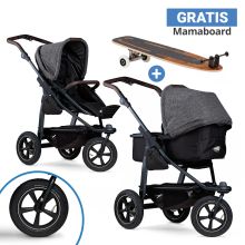 Kombi-Kinderwagen Mono 2 mit Luftreifen inkl. Gratis Mamaboard - mit Kombi-Einheit (Babywanne+Sitz) mit Liegeposition - Premium Anthrazit