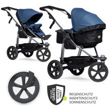 Kombi-Kinderwagen Mono mit Luftkammerreifen - inkl. Kombi-Einheit (Babywanne+Sitz) + XXL-Zamboo Zubehör - Antiseptisch