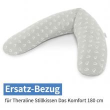 Fodera di ricambio per cuscino per allattamento Das Komfort 180 cm - Cuori - Grigio