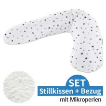 Nursing pillow The Original with microbead filling incl. cover 190 cm - Starry sky - White