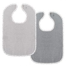 Set of 2 giant bibs with press studs - grey light grey