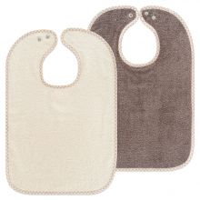 Set of 2 giant bibs with press studs - Natural Light Brown