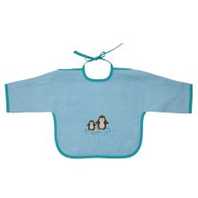 Sleeve bib - Embroidery penguins - Ice blue