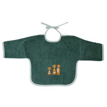 Sleeve bib - embroidery meerkat - pine green