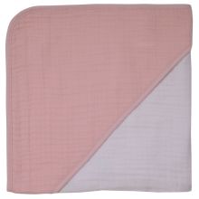 Gauze hooded bath towel 100 x 100 cm - Salmon pink Erika