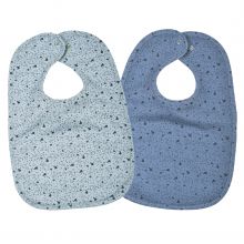 Giant bib 2-pack with press studs - Whale - Steel blue
