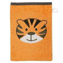 Waschhandschuh - Stickerei Tiger - Orange