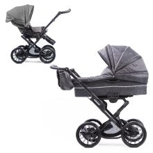 Passeggino Touring Max fino a 15 kg con navicella, unità di seduta convertibile, passeggino pieghevole con borsa fasciatoio, zanzariera e parapioggia - Graphite