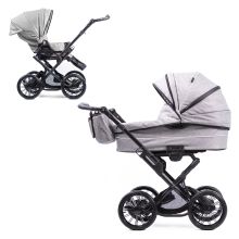 Passeggino Touring Max fino a 15 kg con navicella, unità di seduta convertibile, passeggino pieghevole con borsa fasciatoio, zanzariera e parapioggia - Grigio