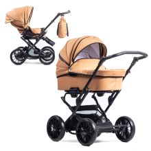 Passeggino Touring Max fino a 15 kg con navicella, unità di seduta convertibile, passeggino pieghevole con borsa fasciatoio, zanzariera e parapioggia - Mango