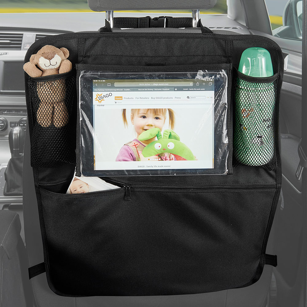2Pcs Auto Rücksitz Organizer für Kinder Kick-Matten-Schutz für Autositz mit Durchsichtigem Großen iPad-Tablet-Halter Wasserdichtes Hossom Auto Rückenlehnenschutz Rücksitzschoner 