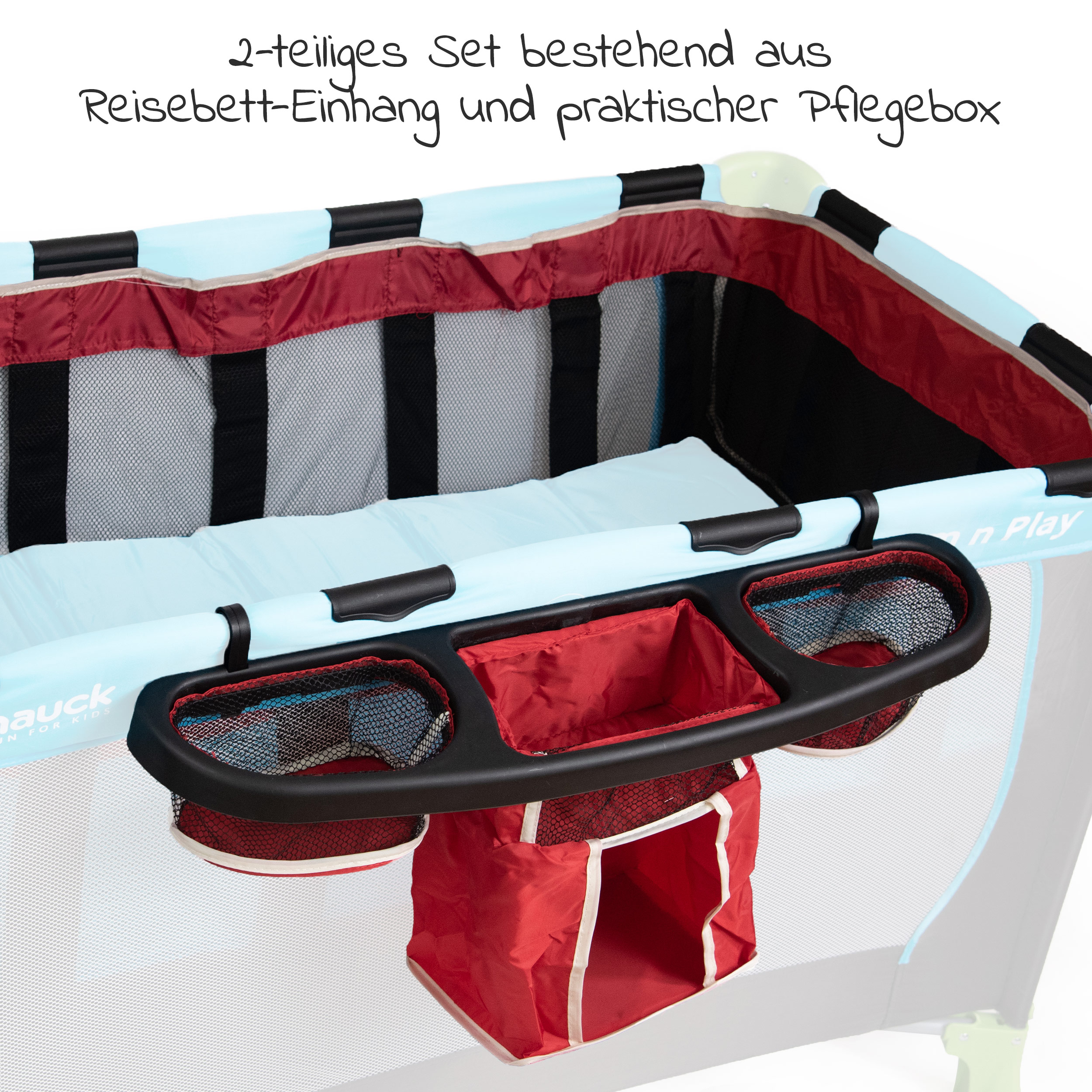 60 x 120 cm Red ESPRIT Reisebett Einhang Baby Pflegebox Organiser Universal 