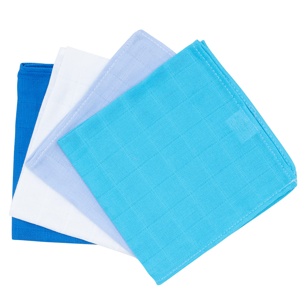 CuteOn 4 PCS Wiederverwendbare Neugeborene Baby Waschlappen Fütterung Abwischen Tuch Mini Baby Handtücher für empfindliche Haut 11.02 x 11.02 Blau 