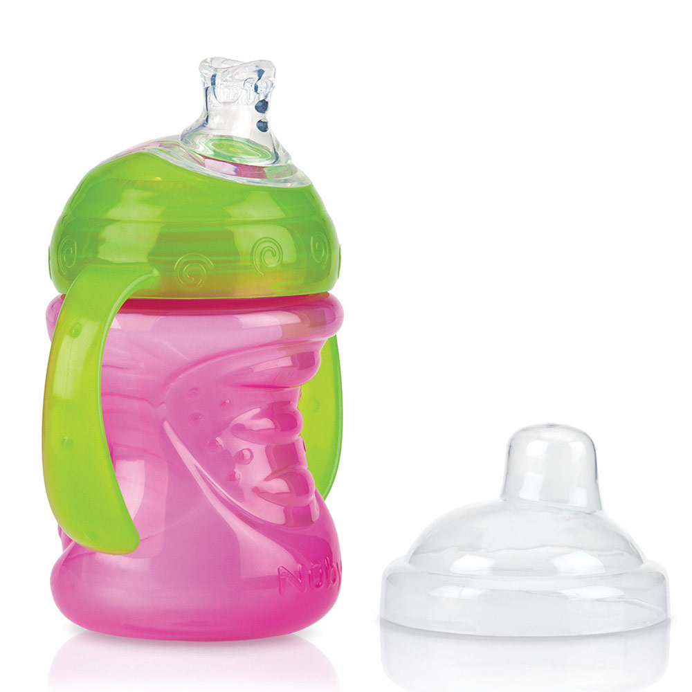 6m+ Flasche Junge Mädchen blau behandelt Silikon Sipper Cup GripTight Baby pink 