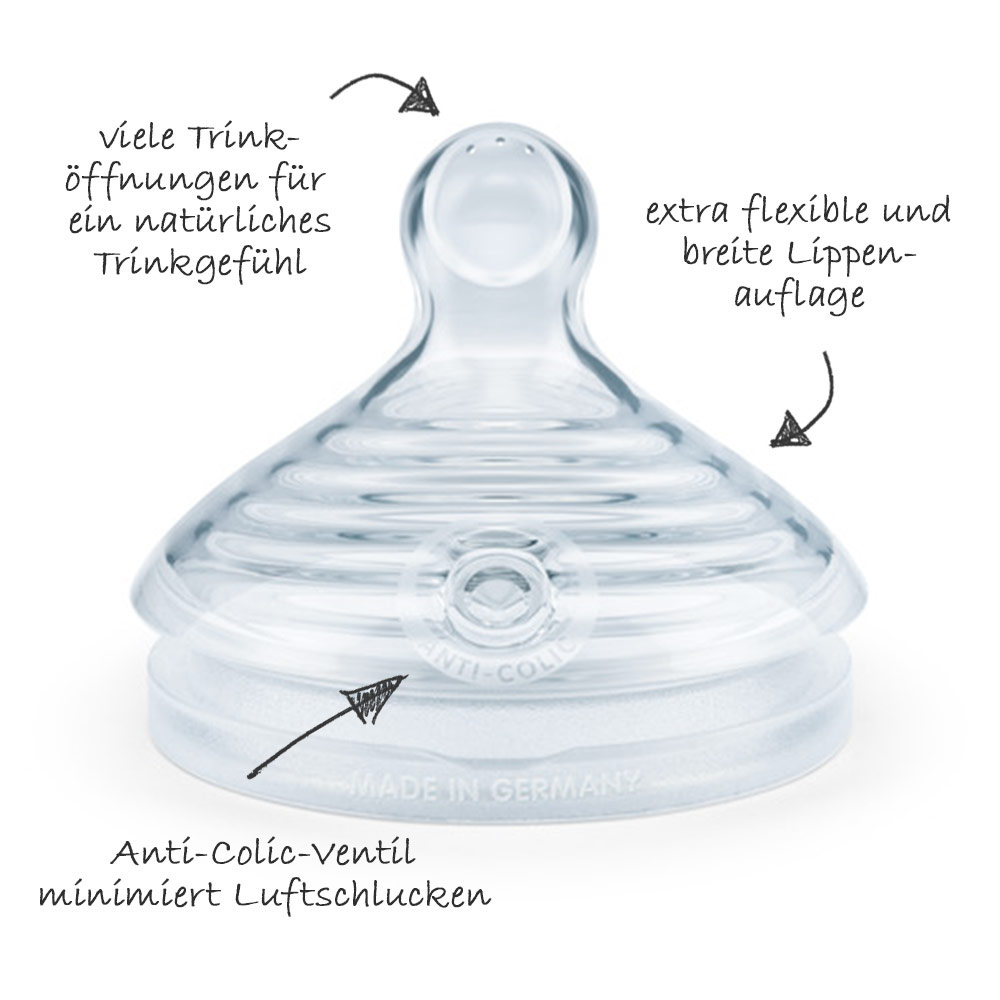 Anti-Kolik-Weithals-Flasche Nature Sense 240 ml 0-6M Glas 