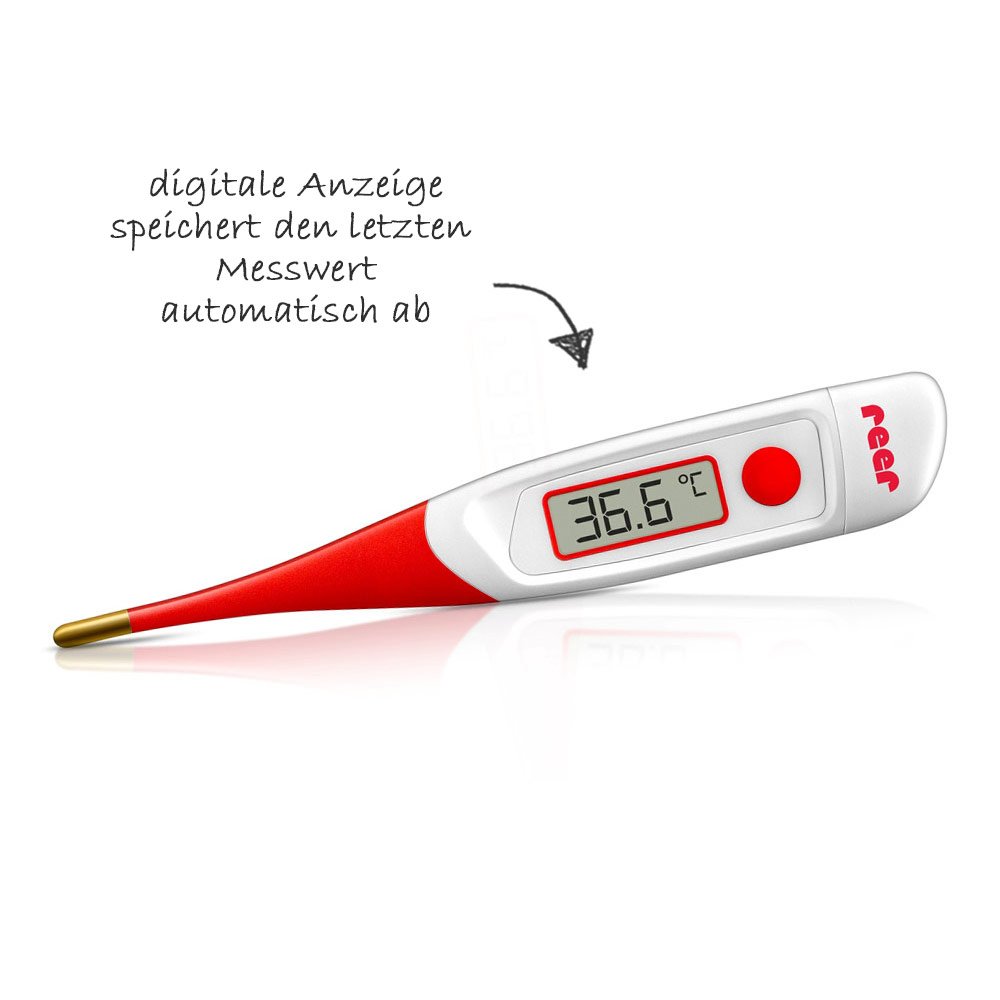 reer Digitales Fieberthermometer mit flexibler und vergoldeter Messspitze Baby 