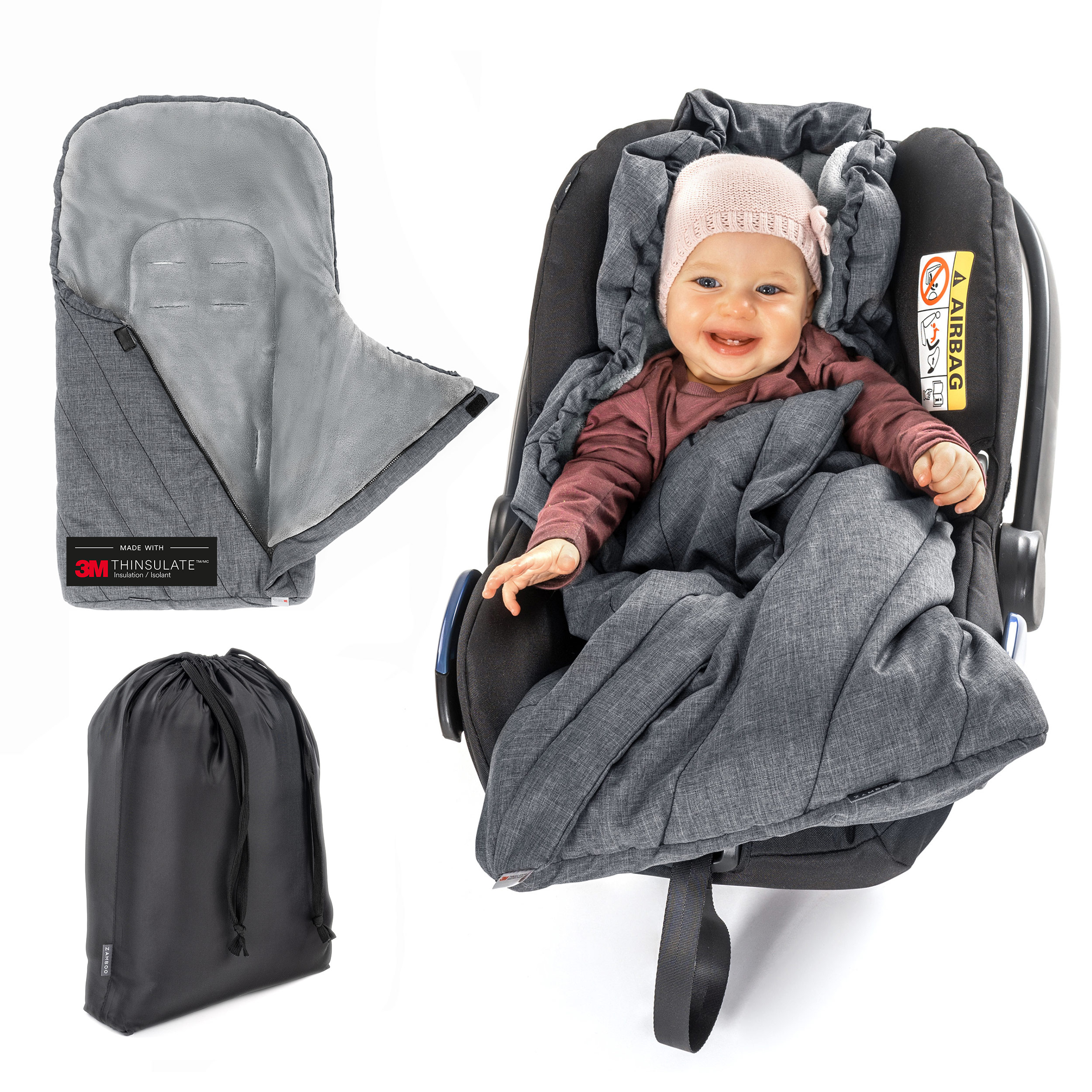 Fußsack für Babywanne und Babyschale Auto Winterfußsack für Babys aus Fleece 