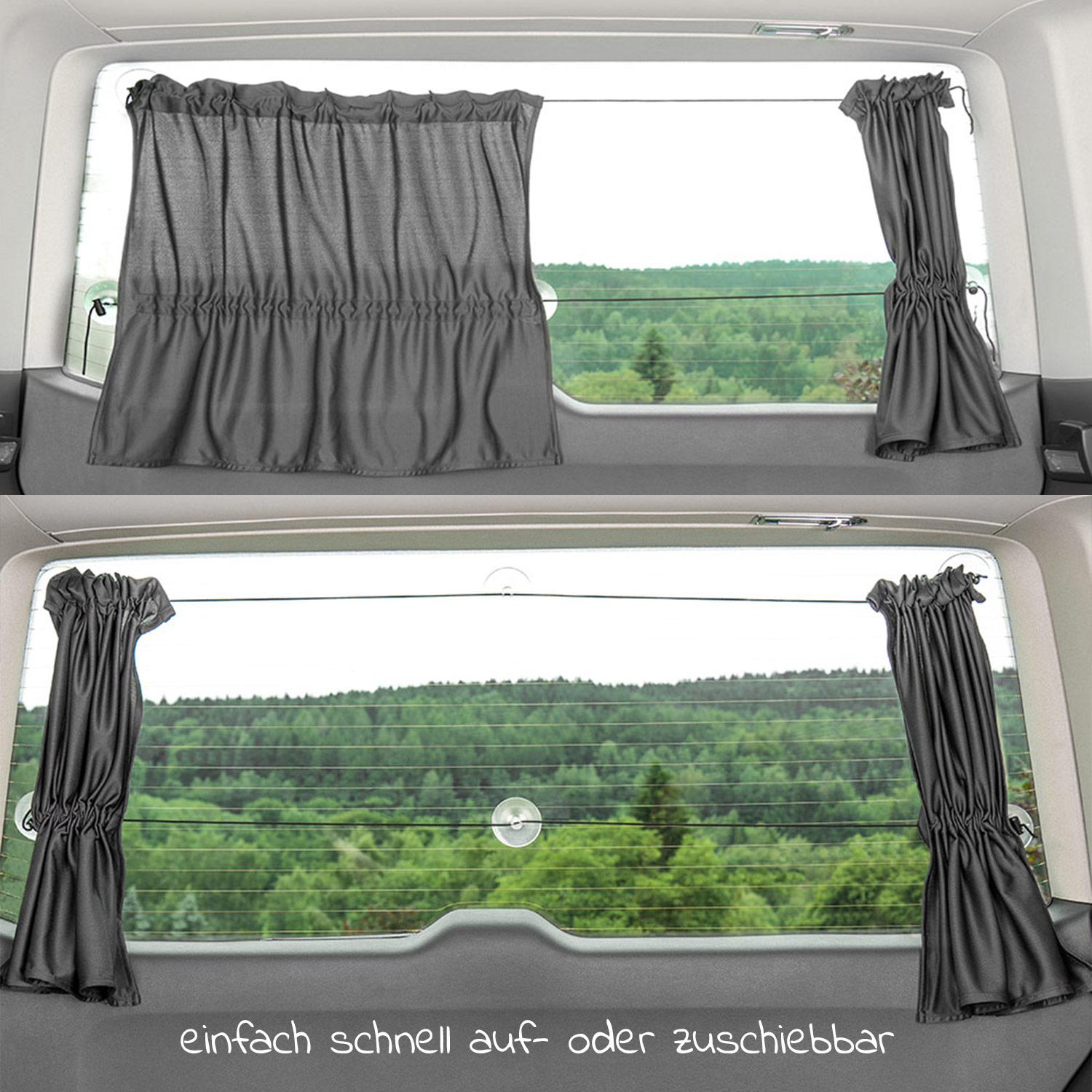 Zamboo 2x Sonnenschutz Vorhang für Seitenscheiben für Kleinbusse & Van Grau 