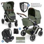 3in1 Kinderwagen-Set Salsa 4 Air - inkl. Babywanne, Autositz Tulip, Sportsitz und XXL Zubehörpaket - Olive
