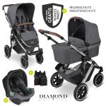 3in1 Kinderwagen-Set Salsa 4 Air - inkl. Babywanne, Babyschale Tulip, Sportsitz und Zubehörpaket - Diamond Edition - Asphalt