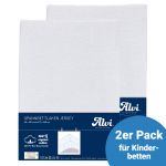 Spannbetttuch 2er Pack aus Bio-Baumwolle für Kinderbett 60 x 120 / 70 x 140 cm - Weiß