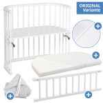 5-piece co-sleeper set Original with mattress Klima Wave, nest stars white pearl gray, fitted sheet deluxe white & closing grid - white