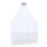 Mosquito net and canopy for all co-sleeper beds up to 96 cm long - Stars Taupe - White