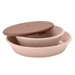 3-piece learning to eat set bowl with lid and plate - Blush