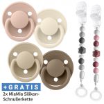 Set of 6 pacifiers - 4 silicone pacifiers De Lux 0-36 M + FREE 2x silicone pacifier chain - Ivory Blush Vanilla Dark Oak