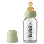 Glass bottle Baby Bottle Complete 110 ml + latex teat slow food flow - Sage