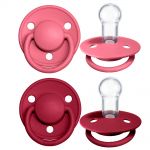 Pacifier - De Lux 2 Pack - Silicone - Coral / Ruby - Size 0-36 M