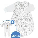 2-piece sleeping bag set - Circle White Grey + FREE romper with shirt - Let's have a party - size 62/68