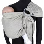Babytragetuch DidySling ab Geburt - 3,5 kg - 20 kg - Anhock-Spreiz-Haltung, Bauch-, Rücken- und Hüfttrageweise, 100 % kbA-Baumwolle - Silber
