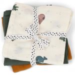 Mullwindel / Mulltuch / Pucktuch - 3er Pack - Organic Cotton - 70 x 70 cm - Sea Friends