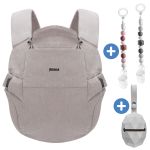 Natural baby carrier from 3.5 -20 kg for tummy, hip and back carrying position incl. silicone pacifier box diamond light gray + set of 2 pacifier chains gray berry - gray