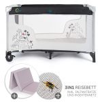 Travel cot set incl. comfort mattress and insect screen - Giraffe - Black White
