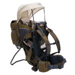 Adventure back carrier for baby & toddler up to 20 kg with sun canopy, rain cover & backpack - olive green