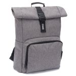 Changing backpack Tokyo in roll-top style incl. changing mat, variable storage space, thermal compartment & fastening hooks - gray melange