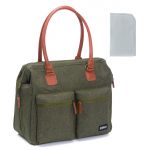 Diaper bag Oxford with changing mat, interior & exterior compartments - Dark Green Melange