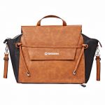 2 in 1 diaper backpack & diaper bag N°4 with changing mat, inner pocket & insulated container - Cognac