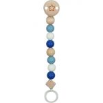 Pacifier chain with silicone beads - Star - Blue