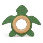 Organic teething animal with wooden ring - turtle