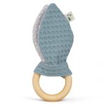 Grip ring with fabric ears - Waffle pique - Petrol