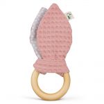 Grip Ring with Fabric Ears - Waffle Pique - Pink