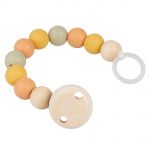 Pacifier chain with rubber and wooden beads - Yellow Orange Mint