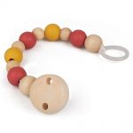 Pacifier chain with rubber and wooden beads - Red Yellow